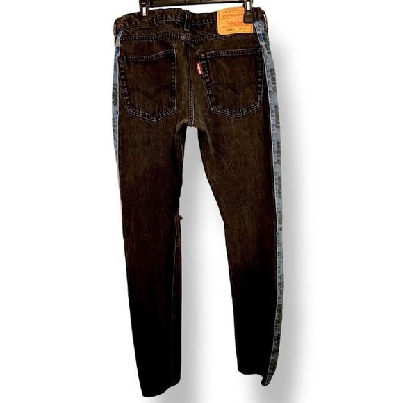 Levi's Jeans Mens 34 Lo-Ball Big E Stacked Slim Tapered Logo Distressed Black - Picture 7 of 7